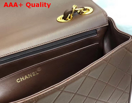 Chanel Large Flap Bag in Brown Lambskin with Light Gold Metal Replica