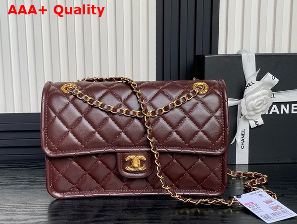 Chanel Large Flap Bag in Dark Brown Shiny Crumpled Calfskin and Gold Tone Metal AS5145 Replica