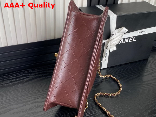 Chanel Large Flap Bag in Dark Brown Shiny Crumpled Calfskin and Gold Tone Metal AS5145 Replica