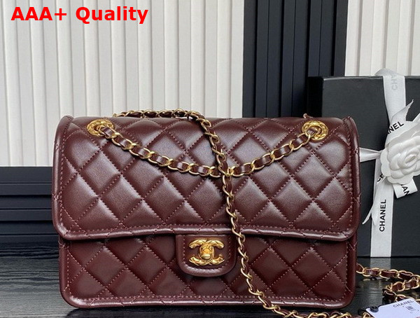 Chanel Large Flap Bag in Dark Brown Shiny Crumpled Calfskin and Gold Tone Metal AS5145 Replica