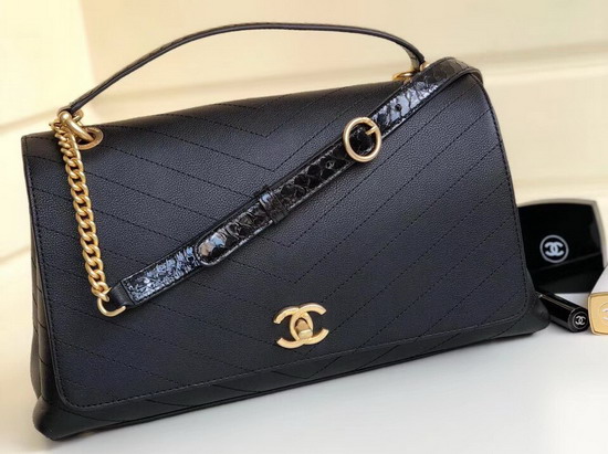 Chanel Large Flap Bag with Top Handle Black