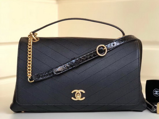 Chanel Large Flap Bag with Top Handle Black