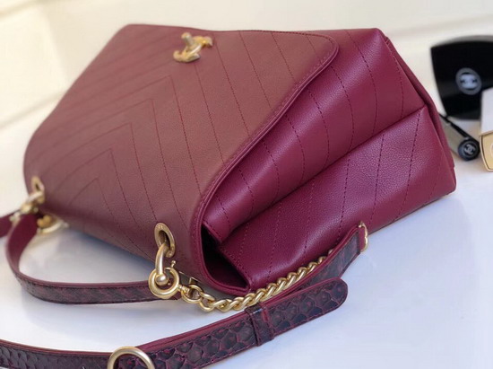 Chanel Large Flap Bag with Top Handle Dark Red