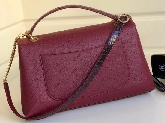 Chanel Large Flap Bag with Top Handle Dark Red