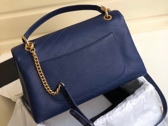 Chanel Large Flap Bag with Top Handle Navy Blue