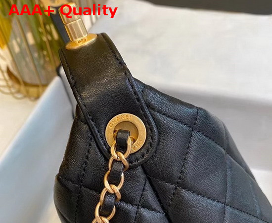 Chanel Large Hobo Bag Lambskin Gold Metal Black AS1747 Replica