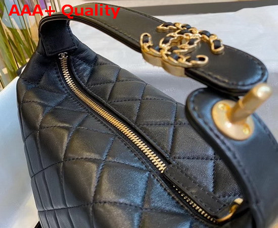 Chanel Large Hobo Bag Lambskin Gold Metal Black AS1747 Replica