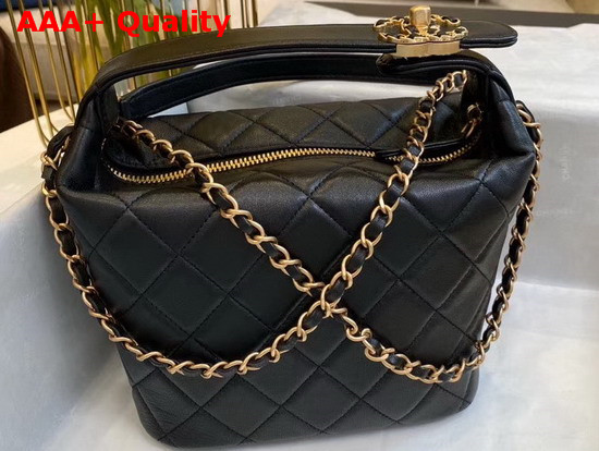 Chanel Large Hobo Bag Lambskin Gold Metal Black AS1747 Replica