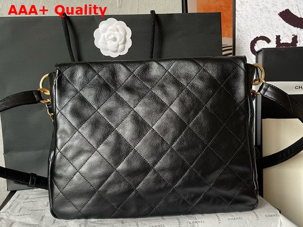 Chanel Large Hobo Bag in Black Shiny Calfskin Gold Tone Metal Ref AS4668 Replica