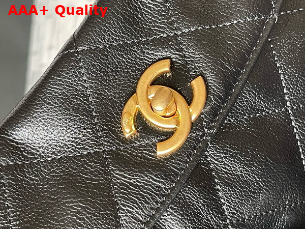 Chanel Large Hobo Bag in Black Shiny Calfskin Gold Tone Metal Ref AS4668 Replica