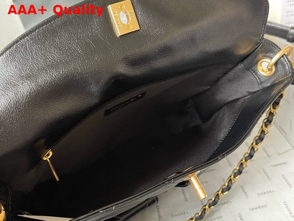 Chanel Large Hobo Bag in Black Shiny Calfskin Gold Tone Metal Ref AS4668 Replica