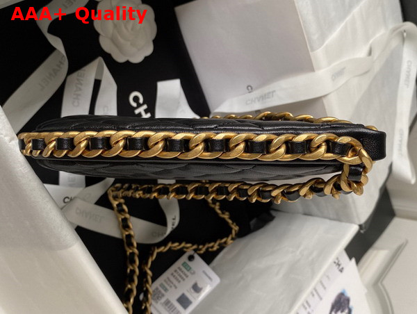 Chanel Large Hobo Bag in Black Shiny Crumpled Lambskin Gold Tone Metal AS4368 Replica