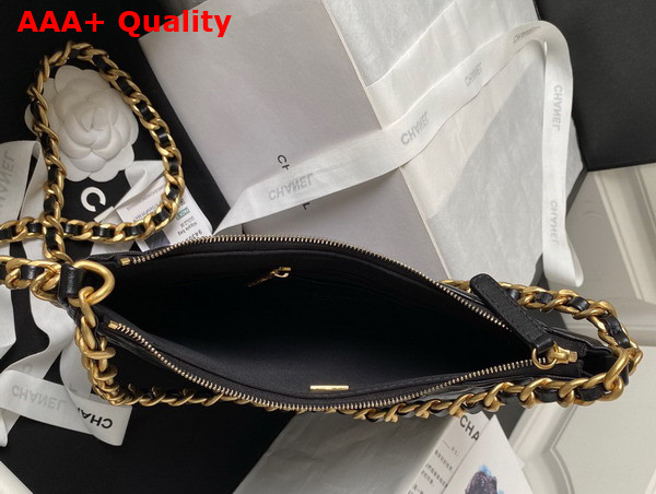 Chanel Large Hobo Bag in Black Shiny Crumpled Lambskin Gold Tone Metal AS4368 Replica