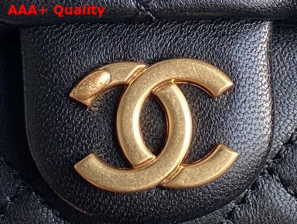 Chanel Large Hobo Bag in Black Shiny Lambskin Gold Tone Metal AS5339 Replica