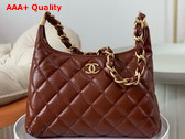 Chanel Large Hobo Bag in Brown Shiny Lambskin Gold Tone Metal AS4923 Replica