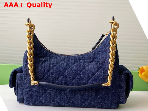 Chanel Large Hobo Bag in Dark Blue Washed Denim Gold Tone Metal AS5339 Replica