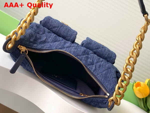 Chanel Large Hobo Bag in Dark Blue Washed Denim Gold Tone Metal AS5339 Replica