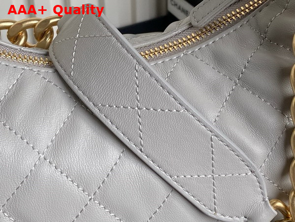 Chanel Large Hobo Bag in Gray Shiny Lambskin Gold Tone Metal AS5339 Replica