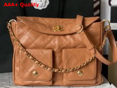 Chanel Large Hobo Bag in Light Brown Shiny Calfskin Gold Tone Metal Ref AS4668 Replica