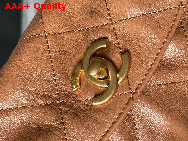 Chanel Large Hobo Bag in Light Brown Shiny Calfskin Gold Tone Metal Ref AS4668 Replica