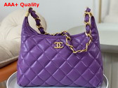 Chanel Large Hobo Bag in Light Purple Shiny Lambskin Gold Tone Metal AS4923 Replica