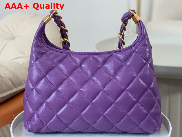 Chanel Large Hobo Bag in Light Purple Shiny Lambskin Gold Tone Metal AS4923 Replica