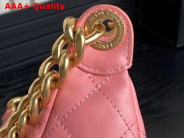 Chanel Large Hobo Bag in Pink Shiny Lambskin Gold Tone Metal AS5339 Replica