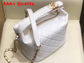 Chanel Large Hobo Bag in White Lambskin Gold Metal AS1747 Replica