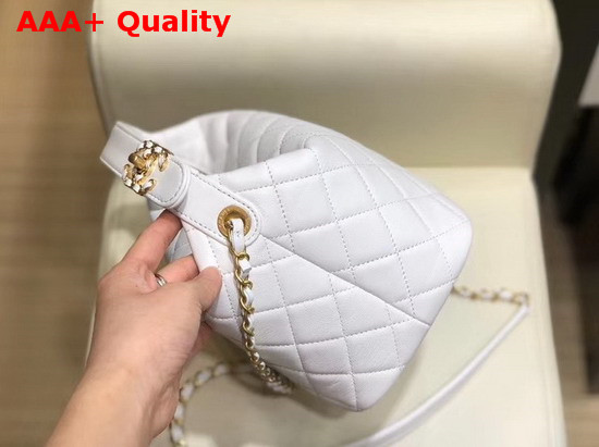 Chanel Large Hobo Bag in White Lambskin Gold Metal AS1747 Replica