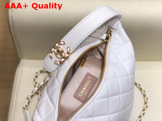 Chanel Large Hobo Bag in White Lambskin Gold Metal AS1747 Replica