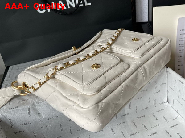 Chanel Large Hobo Bag in White Shiny Calfskin Gold Tone Metal Ref AS4668 Replica