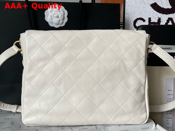 Chanel Large Hobo Bag in White Shiny Calfskin Gold Tone Metal Ref AS4668 Replica