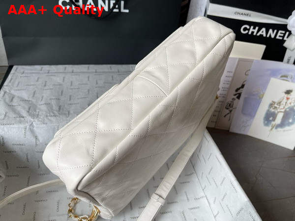 Chanel Large Hobo Bag in White Shiny Calfskin Gold Tone Metal Ref AS4668 Replica