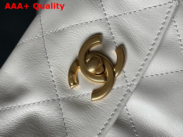 Chanel Large Hobo Bag in White Shiny Calfskin Gold Tone Metal Ref AS4668 Replica