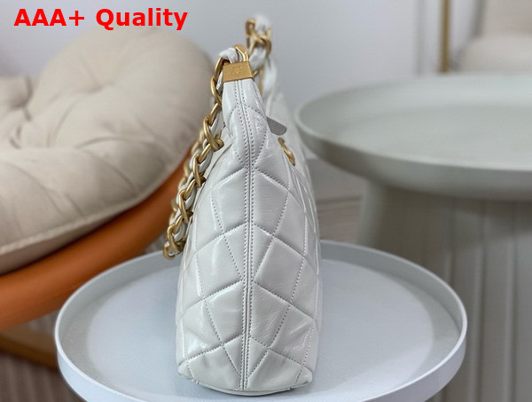 Chanel Large Hobo Bag in White Shiny Lambskin Gold Tone Metal AS4923 Replica