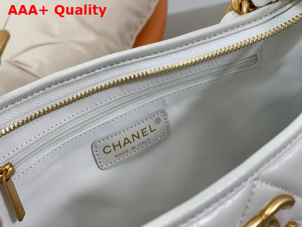 Chanel Large Hobo Bag in White Shiny Lambskin Gold Tone Metal AS4923 Replica