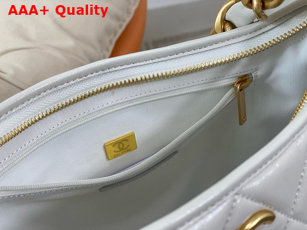 Chanel Large Hobo Bag in White Shiny Lambskin Gold Tone Metal AS4923 Replica