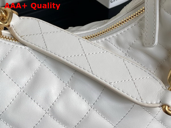 Chanel Large Hobo Bag in White Shiny Lambskin Gold Tone Metal AS5339 Replica