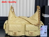 Chanel Large Hobo Bag in Yellow Shiny Lambskin Gold Tone Metal AS5339 Replica