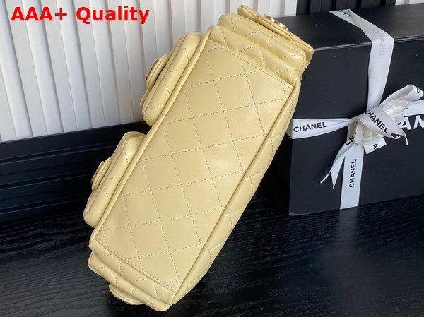 Chanel Large Hobo Bag in Yellow Shiny Lambskin Gold Tone Metal AS5339 Replica