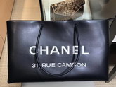 Chanel Large Leather Shopping Tote Black