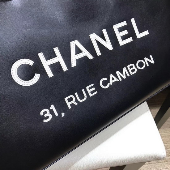 Chanel Large Leather Shopping Tote Black