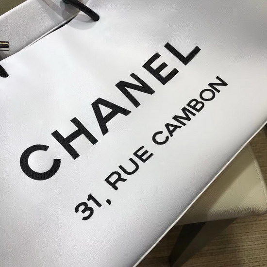 Chanel Large Leather Shopping Tote White