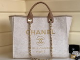 Chanel Large Shopping Bag Beige Cotton A93786