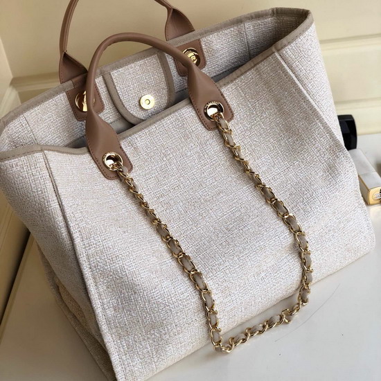 Chanel Large Shopping Bag Beige Cotton A93786