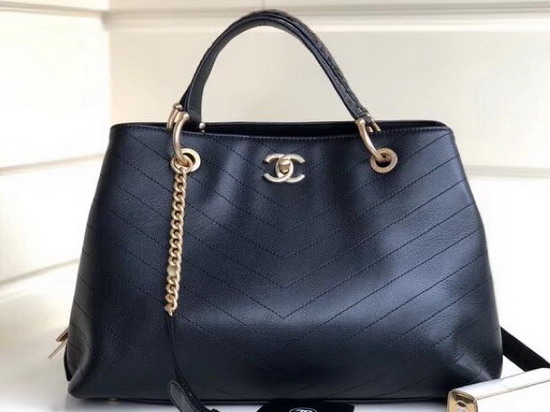 Chanel Large Shopping Bag Black Calfskin