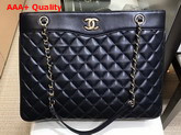 Chanel Large Shopping Bag Black Lambskin Gold Tone Metal Replica