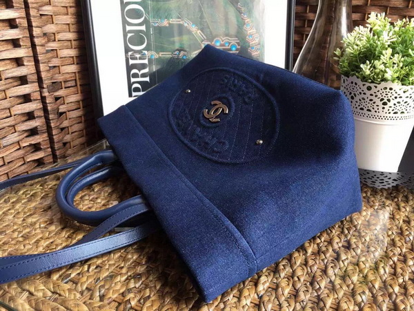 Chanel Large Shopping Bag Blue Denim Fabric for Sale