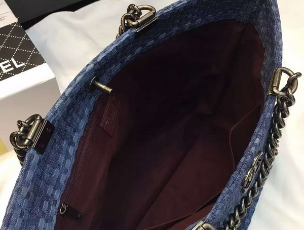 Chanel Large Shopping Bag Blue Denim for Sale