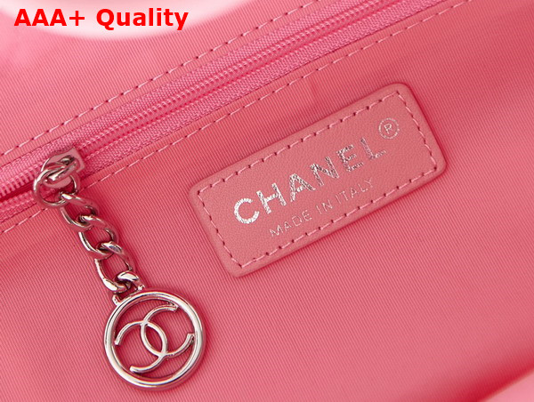 Chanel Large Shopping Bag Cotton Calfskin Silver Tone Metal Pink and Blue A66941 Replica